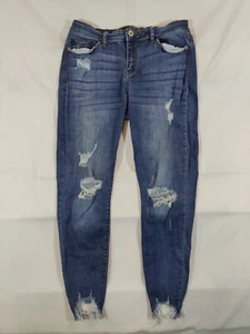 Judy Blue Jeans Damen 11/30 Cropped Fit Skinny Distressed Raw Hem Stretch Blau - Bild 1 von 11