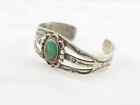 Native American Navajo Sterling Silver Cuff Bracelet Blue Turquoise Animal