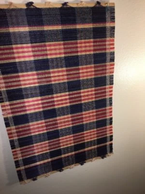 8 Colorful 18” x 12” Bamboo Straw Reed Place Mats Red Blue Tan: Used But Useful - Image 1 of 4