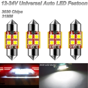 4x DE3175 31mm 12-24V Festoon LED Blub 4LEDs 3030 Canbus Dome License Plate Lamp - Picture 1 of 10