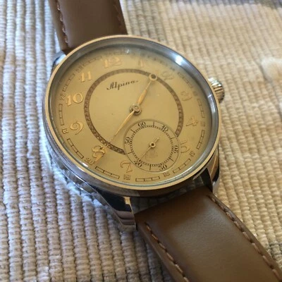 Reloj Alpina Mecánico Automático Vintage Esfera Champagne 47mm Reloj Como Nuevo 👀 Foto 1 de 4