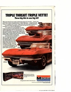 CHEVY RACE CAR PLASTIC TOY MODEL KIT ART PRINT AD~ 1967 CORVETTE~ (hk1 - Picture 1 of 1