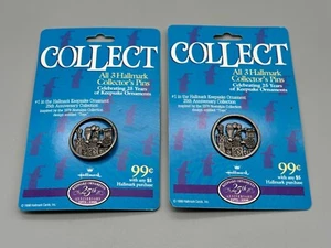 Hallmark 25 Year Keepsake Ornaments Collector's Pin #1 Lot of 2 Pins NOS 1998! - Picture 1 of 2