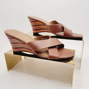 Womens Azaleia Brown Sandals with Multicolored Wedge Heels Size 7M - Picture 1 of 9
