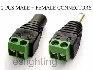 2x AC DC Connectors smd 5050 3528 Led Striplight Connection Power Supply Adapter - Picture 1 of 2