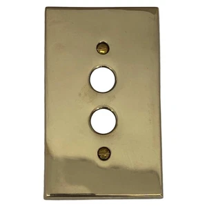 Antique Style Push Button Switch Plate Cover Heavy Cast Brass - Picture 1 of 3