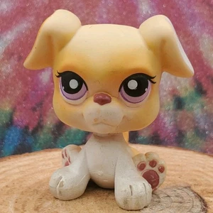 Littlest Pet Shop LPS #451 Yellow Tan BOXER Puppy Dog Purple Dot Eyes - Picture 1 of 7