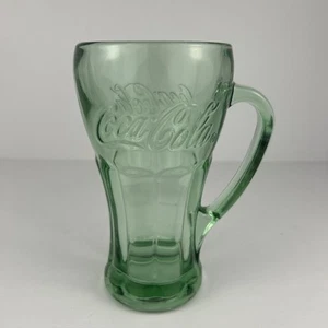 Vintage Coca-Cola grün Glas Becher mit Henkel 6,25" hoch geprägtes Logo Retro - Bild 1 von 10