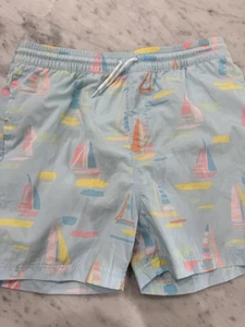 Beaufort Bonnet Boys green pink blue sailboat Swim Shorts Swim Suit Size 12 - Picture 1 of 2
