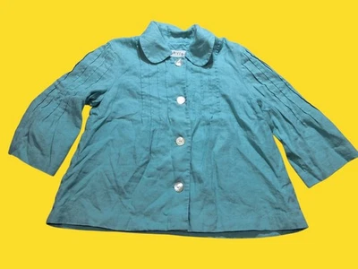 Chaqueta Orvis 100 % lino talla: 12 (mediana) plisada grandes botones nacarados para mujer Foto 1 de 4