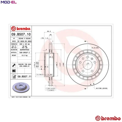 2x BRAKE DISC 09.B507.11 FOR SAAB B205E/B205LB235R/B235E/B235L Z19DTR 1.9L 4cyl - Image 1 of 4