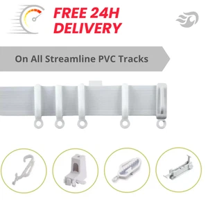 Streamline Bendable PVC Curtain Track Bay & Straight Window Rail Set - Picture 1 of 33