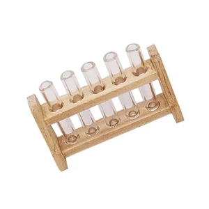 1 Set Mini Casa Giocattolo Prove in Plastica con Rastrelliera in Legno Attrezzatura Laboratorio - Foto 1 di 12