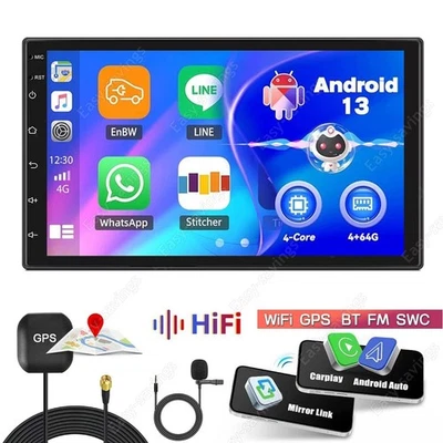 Double 2 Din Car Stereo Touch Screen Car Radio Apple CarPlay Android Auto BT 64G - Image 1 of 4