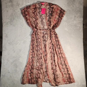 Betsey Johnson Staubtuch Überwurf Schlange durchsichtig vorne zum Binden Einheitsgröße Fee Kimono neu mit Etikett - Bild 1 von 12