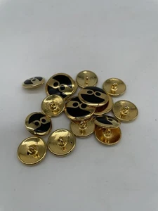 Vintage 16 gold schwarz farbige runde Knöpfe selbstschaftig (Lot 32) - Bild 1 von 5