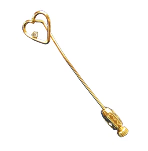 Krementz STICK PIN Valentines Vintage HEART Rhinestone Gold Tone Holiday - Picture 1 of 3