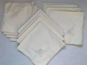 Bellissimo Set di 12 Ecru Tovaglioli da Cena Crema con Floreale Ricamato - Foto 1 di 6