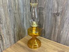 Antique Unused Eagle Amber Glass Kerosene Oil Lamp with Used Chimney 18 1/8 T I9