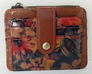 NEW PATRICIA NASH CASSIS ID CASE CREDIT CARD COIN WALLET LEATHER BROWN FLORAL - Picture 1 of 13