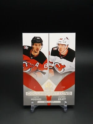 2022-23 SP Authentic Collaborations Jack Hughes / Jesper Bratt #C-6 - Image 1 of 2