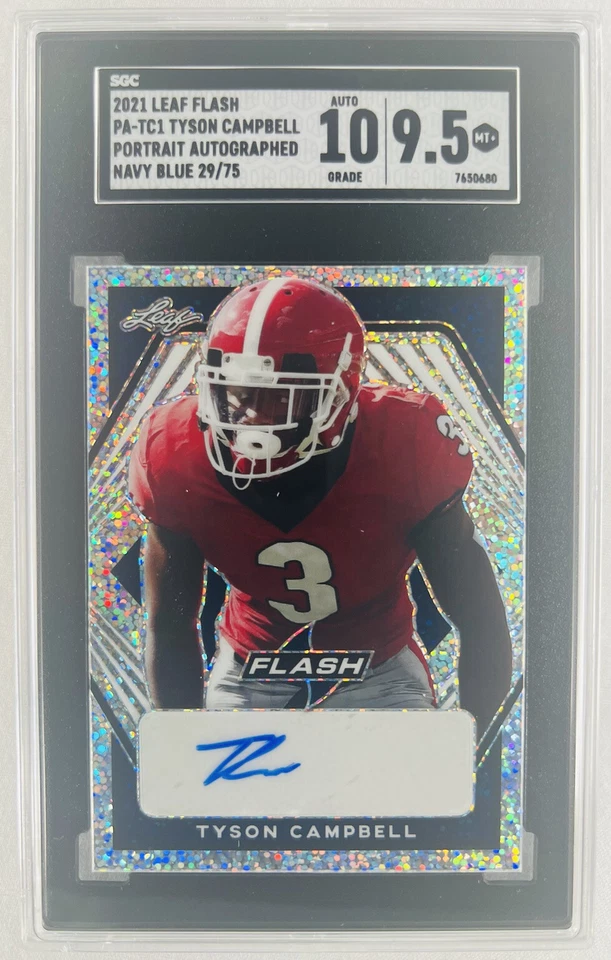 2021 LEAF FLASH PA-TC1 TYSON CAMPBELL PORTRAIT AUTO NAVY BLUE 29/75 SGC 10/9.5 M - Image 1 of 3