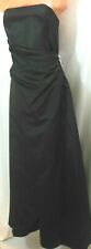 David’s Bridal Formal Long Gown 10 Black Ruched Side Waist Flared Strapless EUC