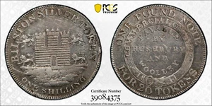 1811 Gran Bretaña Staffordshire Bilston chelín ficha Rushberry D-2 graduación profesional AU-53 - Imagen 1 de 1
