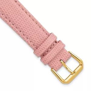DeBeer 12mm Lizard-Style Grain Pink Gold-tone Buckle Watch Band - Picture 1 of 3