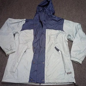 Cabelas Windbreaker Parka Jacket Women Medium Blue Full Zip Mesh Lined Hooded - Picture 1 of 9