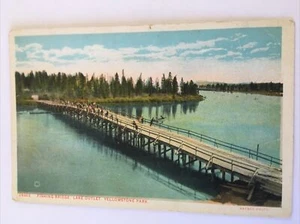 Angelbrücke See Outlet Yellowstone Park Vintage Postkarte - Bild 1 von 7