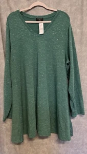 NEW size 26/28 Lane Bryant tunic sweater V-neck green silver - Picture 1 of 5