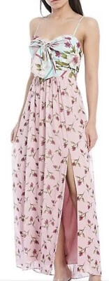 Nuevo con etiquetas Maxi Vestido Belle Badgley Mischka Ollie Floral Cuello Corazón Abertura Frontal 2 Foto 1 de 4