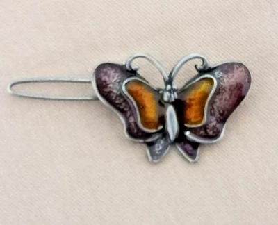 Vintage Enameled Butterfly Hair Clip - Image 1 of 4
