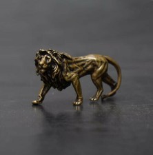 China's archaize pure brass lion small statue #6