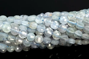 4MM Aquamarine Faceted Flat Round Button Grade AA Genuine Natural Loose Beads - Picture 1 of 4