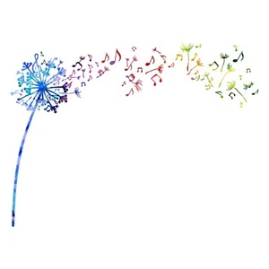 SUPERDANT Colorful Music Notes Dandelion Wall Sticker Flower Wall Decal Water... - Picture 1 of 7