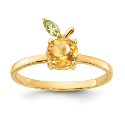 Anillo de oro amarillo de 14k 0,87 quilates citrino y peridoto naranja para mujer talla 7 Foto 1 de 4