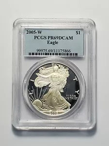 2005-W American Silver Eagle Dollar PR69DCAM PCGS Proof 69 - Picture 1 of 3