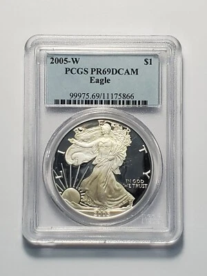 2005-W American Silver Eagle Dollar PR69DCAM PCGS Proof 69 - Image 1 of 3