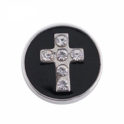 Mini Snap Jewelry Cross Rhinestone Enamel fits 12mm Petite Ginger Snap Items - Image 1 of 2