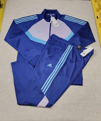 Conjunto de chaqueta y pantalón chándal Adidas Tiro mediano para hombre Victory azul blanco cremallera completa Foto 1 de 4