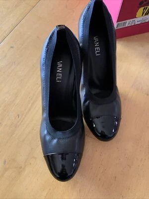 Casa rodante VANELi para mujer Ulan negro napa zapatos de salón talla 7,5 M nueva gorra de charol $120 vacaciones Foto 1 de 4