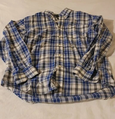 Nautica Mens Dress Shirt Classic Fit Blue Plaid Long Sleeve Size XL 100% Cotton  - Image 1 of 4