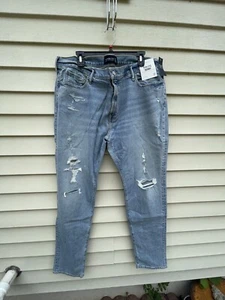 ABERCROMBIE FITCH ATHLETIC SKINNY STRETCH DISTRESSED JEANS MENS blue size 40x34 - Picture 1 of 6