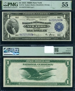FR. 712 $1 1918 Federal Reserve Note New York PMG AU55 PQ - Picture 1 of 3