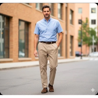 Pantalones de vestir para hombre Lauren Ralph Lauren tostados plisados 100 % lana 40x32 reales 38x32 Foto 1 de 4