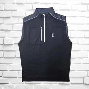 FootJoy Half-Zip Heather Blocked Golf Vest Mens Medium Gray Black EUC Rooster - Picture 1 of 9