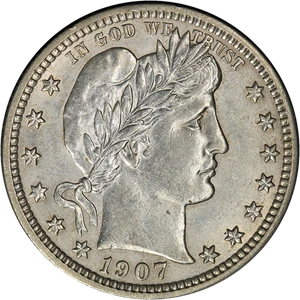 1907-D Barber Quarter Nice Unc Details Nice Eye Appeal - Picture 1 of 2