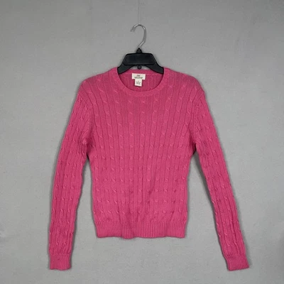 Suéter Brooks Brothers 346 Mujer Pequeño Rosa Tejido con Cable Algodón Top Cuello Redondo Foto 1 de 4